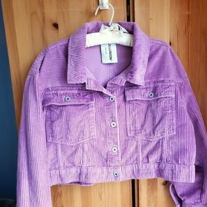 Collusion Women's Dusty Rose Pink Corduroy Cropped Jacket size 8